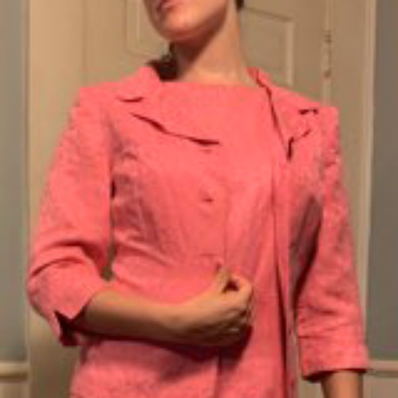 Talbots old lady looking pink silk suit - Picture 13 of 14